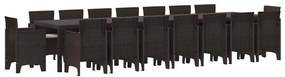 Conjunto de Jantar para Jardim 17 pcs Castanho Largo