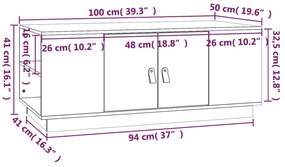 Mesa de centro 100x50x41 cm pinho maciço