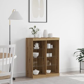 vidaXL Sideboard com Luzes LED Carvalho Artesanal 41x37x100 cm