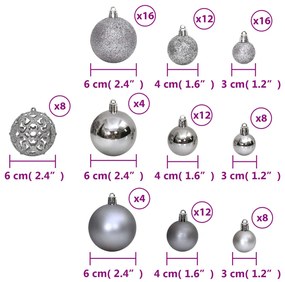 Enfeites de Natal 100 pcs 3 / 4 / 6 cm cinzento
