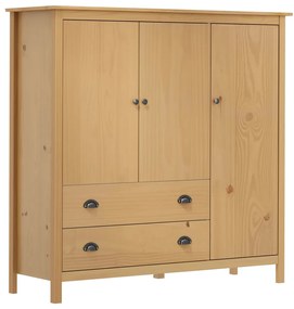vidaXL Roupeiro 3 portas Hill 142x45x137 cm pinho maciço