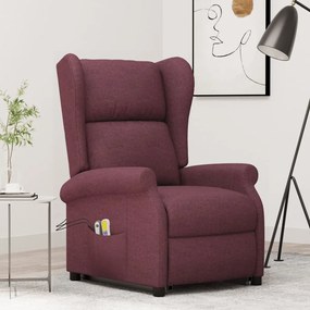 vidaXL Poltrona elevatória de massagens tecido roxo