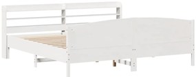 Cama sem colchão 200x200 cm madeira de pinho maciça branco