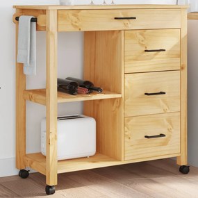 vidaXL Carrinho de cozinha MONZA 84x40x90 cm madeira de pinho maciça