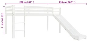 Estrutura de cama infantil c/ escorrega e escada pinho 97x208cm