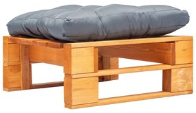 vidaXL Otomano paletes c/ almofadão cinzento madeira castanho mel