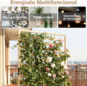 Floreira jardim de madeira com treliça vertical 90 x 34 x 150 cm, forro e drenagem para plantas trepadeiras Natural