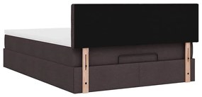 Estrutura cama otomana colchão 140x200cm tecido castanho escuro