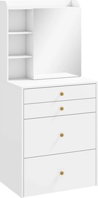 HOMCOM Mesa de Maquiagem com Espelho, Banqueta, Armário, Gavetas e Prateleiras, Branco | Aosom Portugal