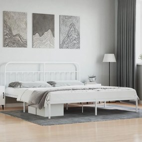 vidaXL Estrutura de cama com cabeceira 193x203 cm metal branco