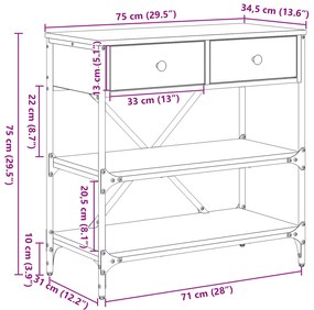 mesa de Console Madeira Velha 75x34.5x75 cm Madeira de Engenharia