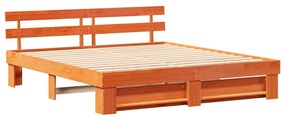 Estrutura da Cama Castanho 200 x 200 cm Madeira de pinho maciça