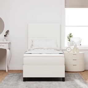 Cama Box Spring com Colchão Creme 80x200 cm Tecido de Veludo Cotelê