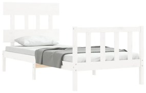 Estrutura de cama com cabeceira 100x200cm madeira maciça branco