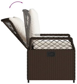 9 pcs conjunto jantar p/ jardim c/ almofadões vime PE castanho