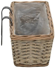 Floreira de varanda 2 pcs vime com revestimento a PE 60 cm