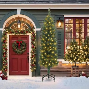 vidaXL Árvore de Natal Artificial Verde 210 cm PVC e Aço e Plástico