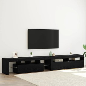 Estantes para TV vidaXL 3 pcs com luzes LED em carvalho negro e madeira engenheirada