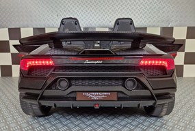 Carro elétrico para crianças Lamborghini Huracan 24 V 4x4, 2 Lugares, rodas borracha, assento pele Preto metalizado
