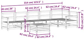 7 pcs conjunto de sofás para jardim pinho maciço branco