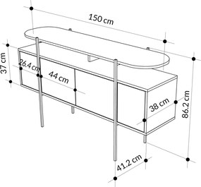 Console Hanley – Branco – 150 cm x 86,2 cm x 38 cm