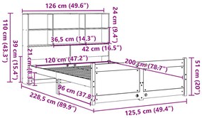 Cama com estante sem colchão 120x200 cm pinho maciço