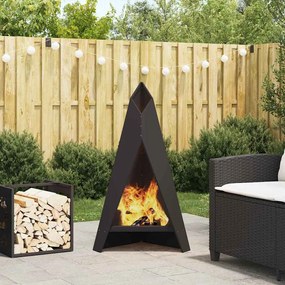 vidaXL Fire Pit Preto 58 x 40 x 100 cm Aço laminado a frio