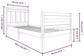 Estrutura de cama 90x200 cm madeira maciça branco