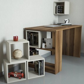 Secretária Box – Nogueira e Creme – 120x75x65 cm
