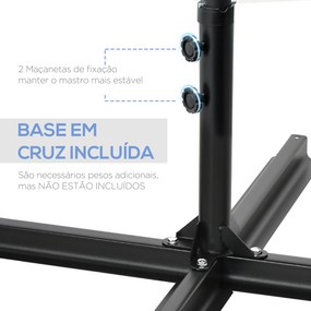 Outsunny Chapéu de Sol de Jardim Ø256x245cm Chapéu de Sol Excêntrico Rotação 360° com Abertura Manual e Base Cruzada para Pátio Varanda Exterior Cinza Escuro