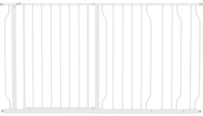 PawHut Barreira de Segurança para Cães Extensível para Escadas e Portas 75-145cm com 3 Extensões Altura 76cm Branco