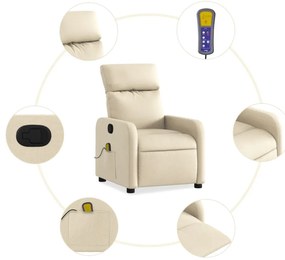 Poltrona de massagens reclinável tecido cor creme