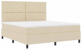 Cama com colchão e luz LED, creme - 180 x 200 cm. Feita de tecido.
