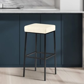Banco de bar Montreal em couro sintético e com estrutura preta 37 x 83 x 37 cm Creme