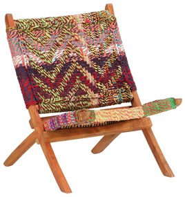 vidaXL Cadeira chindi dobrável tecido multicor