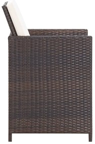 9 pcs conjunto jantar exterior c/ almofadões vime PE castanho