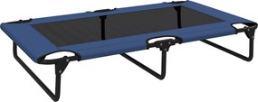 PawHut Cama elevada dobrável para cães, refrescante, cama de campanha com malha respirável 107x61x20cm azul escuro | Aosom Portugal