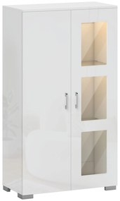 HOMCOM Buffet com LED RGB 16 cores e comando remoto, alto brilho, portas de vidro, prateleiras de vidro, 71x35x126cm, branco | Aosom Portugal