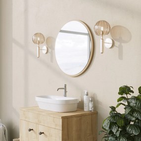 Espelho Decorativo Redondo – Bege – 60x60 cm
