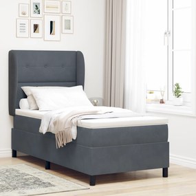 Camas Box Spring vidaXL com Colchão Cinza Escuro 90x200 cm Veludo