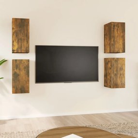 Móveis de TV 4 pcs 30,5x30x60 cm madeira cor carvalho fumado