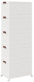 Caixa arrumação empilhável com rodas 5 níveis 75 L 64x40x179 cm
