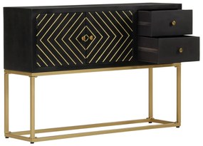Aparador 110x30x75cm madeira de mangueira maciça preto/ dourado