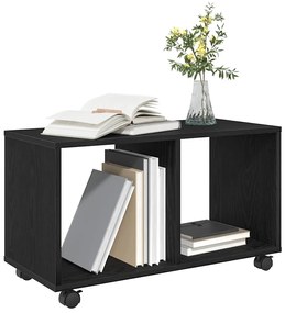Mesa de Apoio vidaXL com Rodas Preto Carvalho 72x33x42,5 cm Madeira En