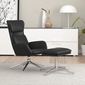 vidaXL Cadeira de descanso com banco couro artificial preto brilhante