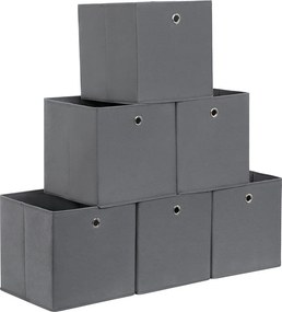 Conjunto 6 Caixas de arrumação 30 x 30 x 30 cm (ESTANTE NÃO INCLUIDA) cinzentas