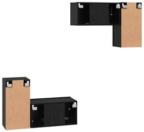 Conjunto de Cabine de TV 4 pcs Carvalho Preto 60 x 30 x 30 cm