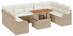 Conjunto de Sofás de Jardim vidaXL com Almofadas Bege de Poli Rattan e