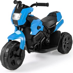 Mota elétrica 6V para crianças com sons, luzes LED, rodas antiderrapantes, botão de arranque para 1-3 anos, azul marinho