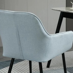 Conjunto de 2 Cadeiras Júcar Estofadas em Linho - Azul - Design Minima